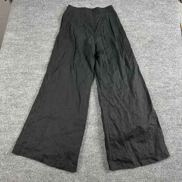 Dissh Pants 6 Bates Linen Relaxed Wide Leg High Rise Tailored Pants Black Casual - Picture 5 of 14